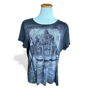 Womens Blue Canyon Plus Studded Venice Italy Graphic Tee Shirt - Sz 2X